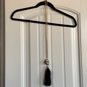 Long tassel necklace with stone